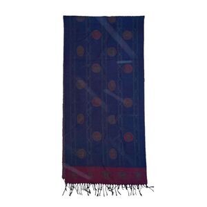 Saks Fifth Avenue Vintage Designer Scarf 90s Navy & Wine Pure New Wool Tassles